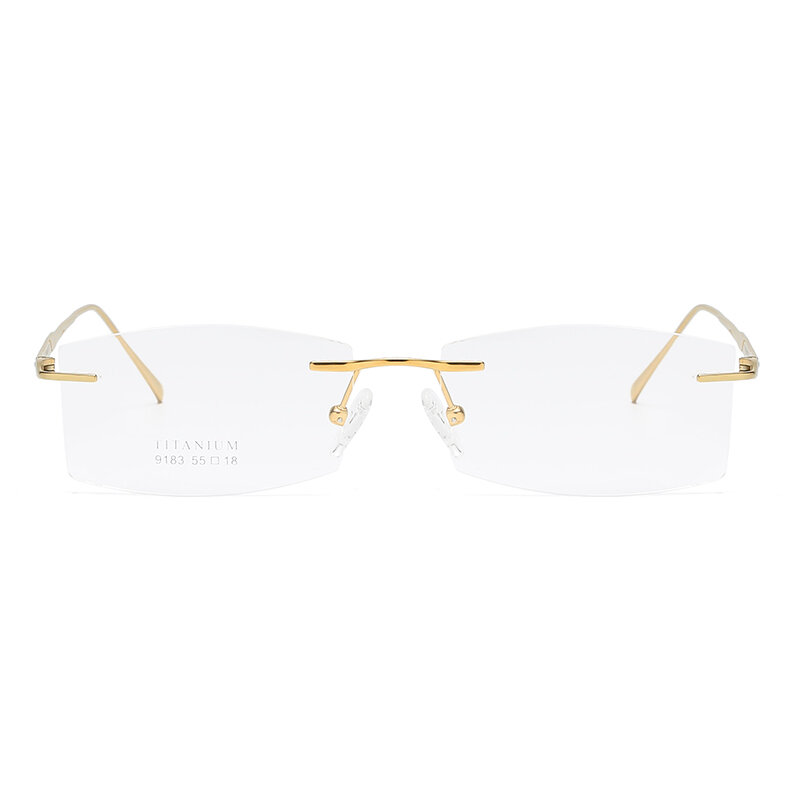 ZIROSAT-9183 순수 티타늄 무테 남성 안경테, 패션 브랜드 디자이너 근시 투명 광학 처방 안경 프레임