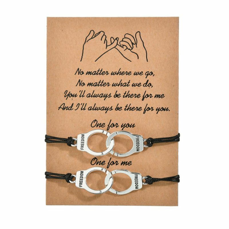 2Pcs Handcuff Freedom Justice Charm Friendship Couple Lover Bracelets Kit Unisex