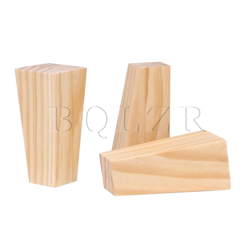 BQLZR 8 pezzi in legno Color legno trapezoidale divano piedi mobili gamba 6x6x12cm