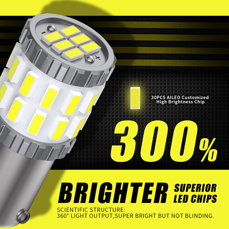 AILEO-bombilla LED superbrillante 30-SMD BA9S, BA9S, BAY9S, T4W, H6W, H21W, luz de lectura, luz de matrícula, luz de maletero, 2 uds.