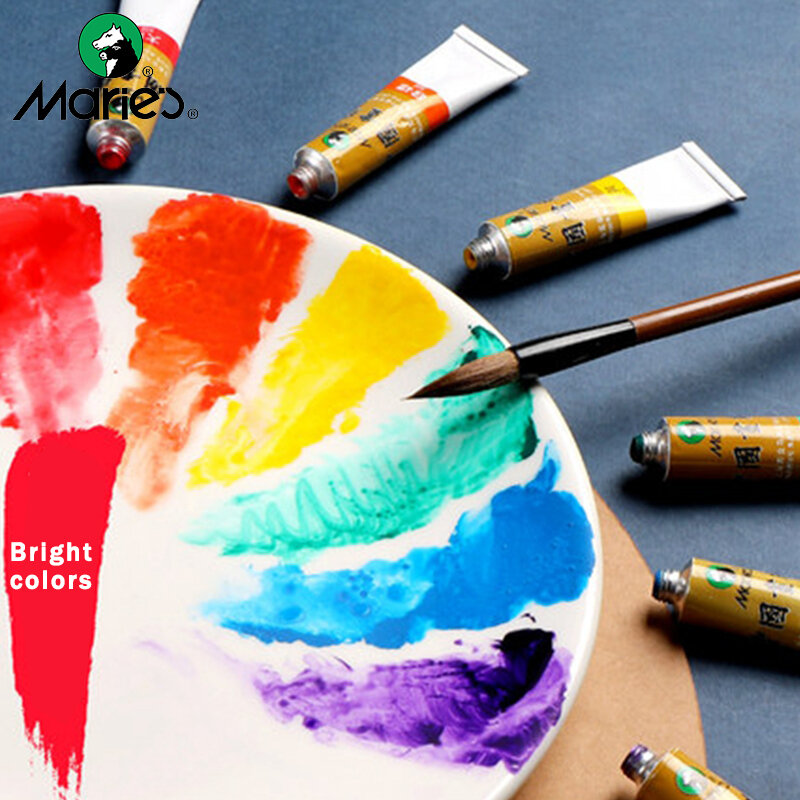 Marie's-pasta de pintura china, pigmento de acuarela, 5/12ML, 12/18/24/36 colores, tinta para principiantes, suministros de arte para dibujar