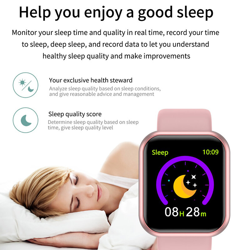 ساعة رقمية متصلة للرجال والنساء ، مع مراقبة ضغط الدم ومعدل ضربات القلب وضغط الدم ، مقاومة للماء IP67 ، لنظامي Android و IOS