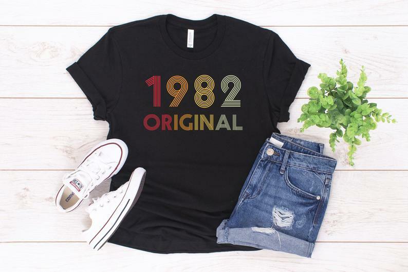 T-shirt unisexe en coton, original et intéressant, cadeau d'anniversaire pour femmes, personnalité d'été, décontracté, 1982