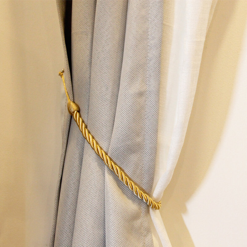 1Pc Handmadeสานผ้าม่านTiebackม่านทองผู้ถือคลิปหัวเข็มขัดเชือกหน้าแรกตกแต่งห้องอุปกรณ์เสริมผ้าม่านTieหลัง