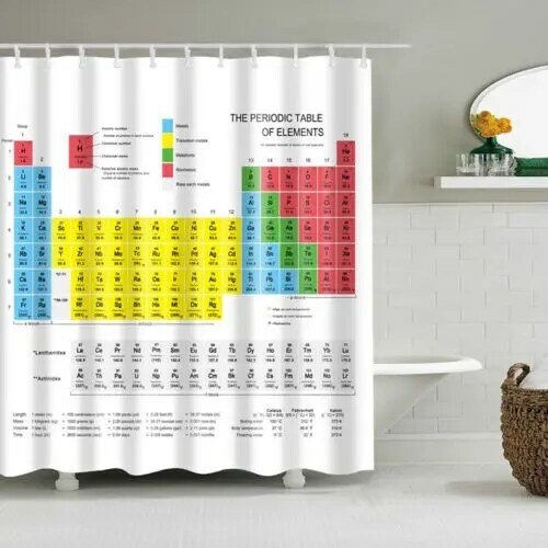 Vendita calda tavola periodica degli elementi tenda da doccia forma chimica stampa digitale tenda da doccia impermeabile prodotti per il bagno