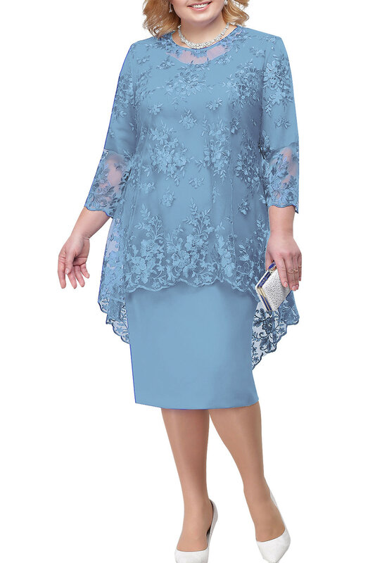Vestido de encaje para Madre de la novia, traje modesto de color azul marino, Burdeos, ideal para fiesta de boda, Marsala madrina