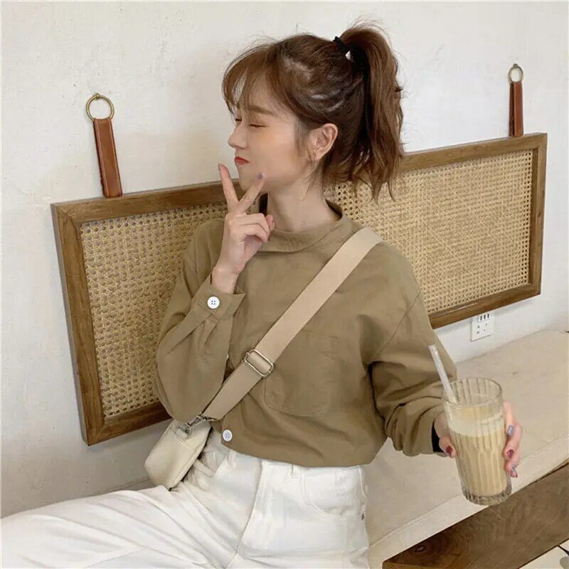 2020 Musim Semi Vintage Wanita Kemeja Blusas Roupa Wanita Blus Musim Panas Korea Lengan Panjang Wanita Atasan dan Blus Atasan Wanita K51