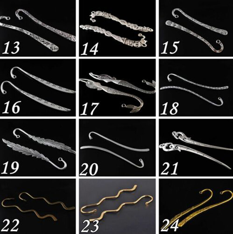 8-15cm Tibetan Silver / Gold Color Metal Curved Bookmarks Charms Findings Different Shapes DIY Necklace Jewelry Making Findings