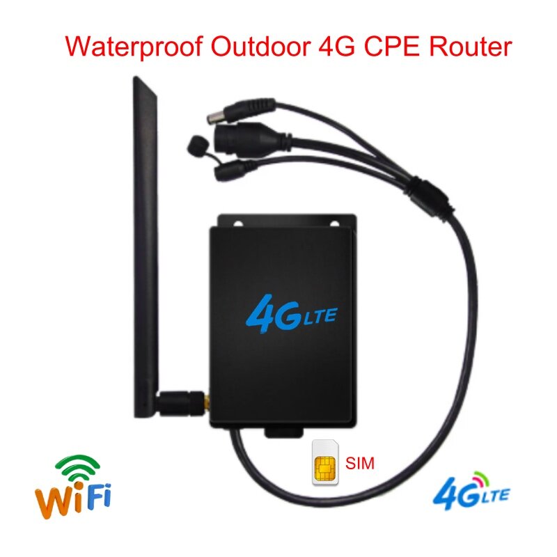 Enrutador wifi 4g LTE para exteriores, enrutador inalámbrico industrial de 300 Mbps, CAT4, con ranura para tarjeta SIM, para cámaras IP