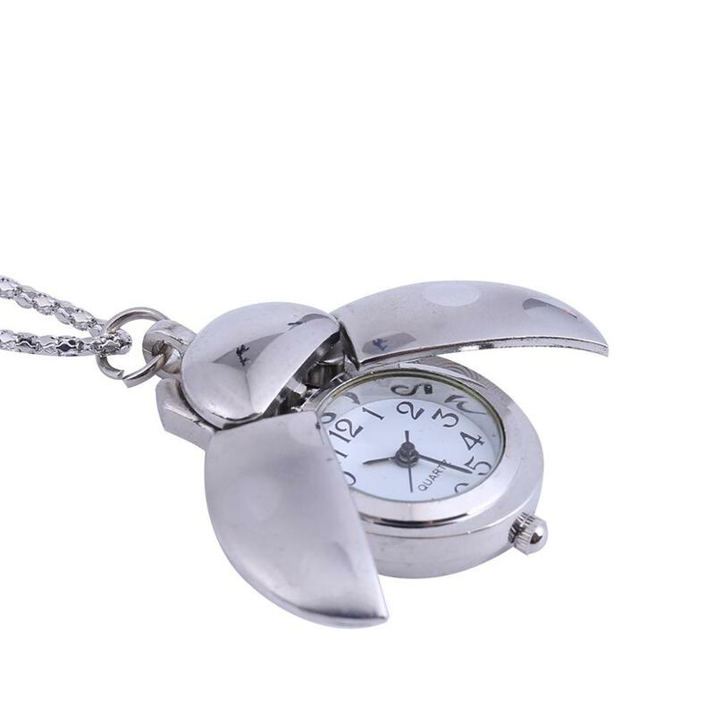 Silver Beetle-reloj de bolsillo de cuarzo para hombre y mujer, accesorio de moda, regalo con cadena
