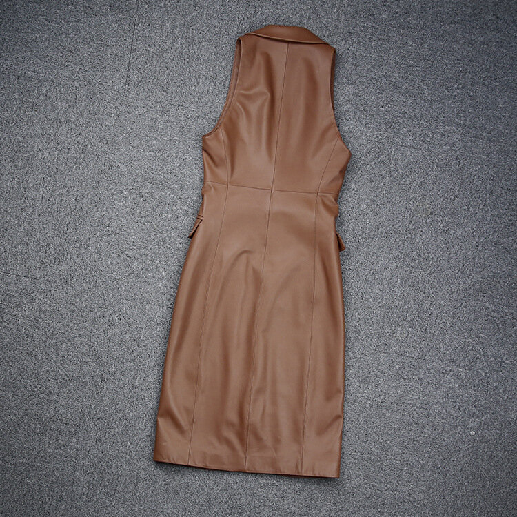 Fabrik Neue Ankunft Frauen Mode Hängen Ansatz Anzug sleeveless Dünnen Einreiher Kleid