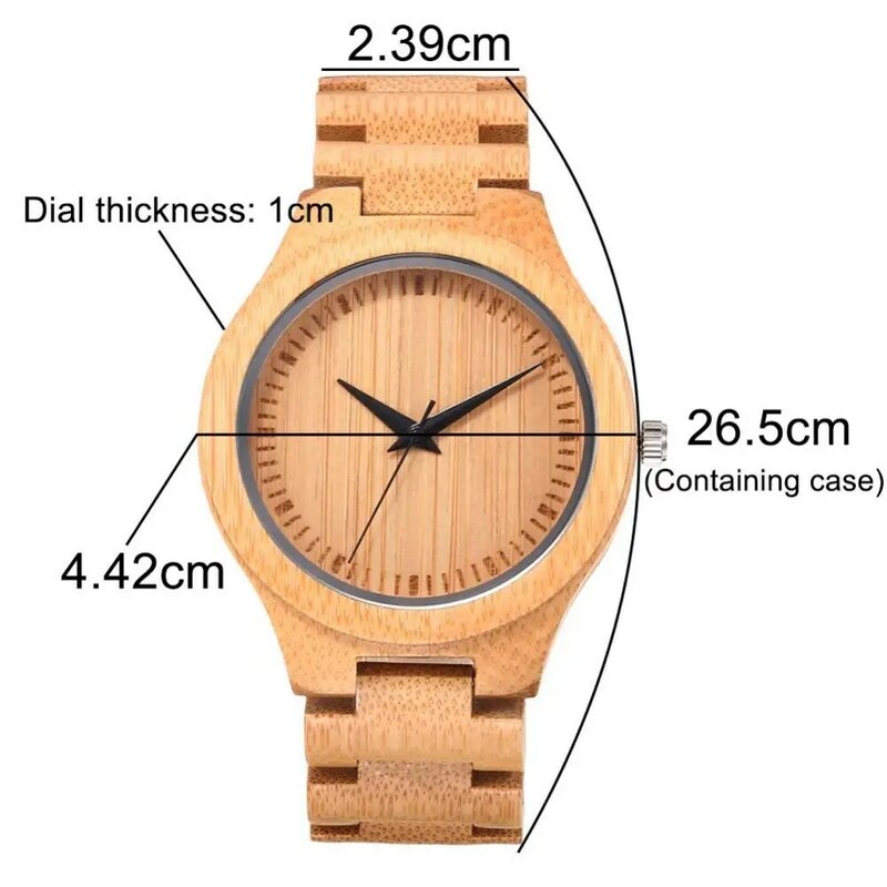 Japoński gorący zegarek moda męska okrągła tarcza bambusowa opaska motylkowa brak numeru analogowe zegarki kwarcowe zegarek na prezent dla mężczyzn