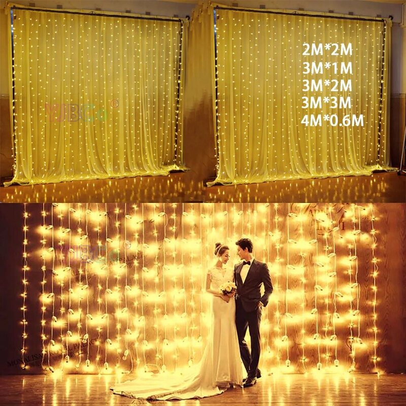 4*0.6/3*1/3*2/3*3m led icicle cortina de fadas luz da corda luz de natal de fadas para o casamento casa decoração festa 220 v plugue da ue