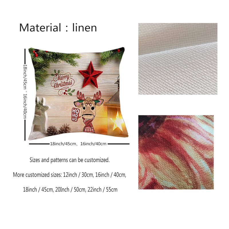 Fodera per cuscino natalizio stampa a inchiostro fodera per cuscino regalo di capodanno accessori per auto per la casa fodera per cuscino in lino per divano