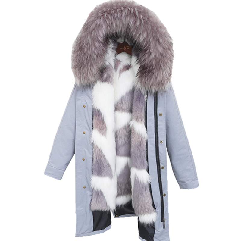New style pie overcomes 2023 autumn winter long jacket female Female fox fur fur warm jacket women's loose hooded overcoat
