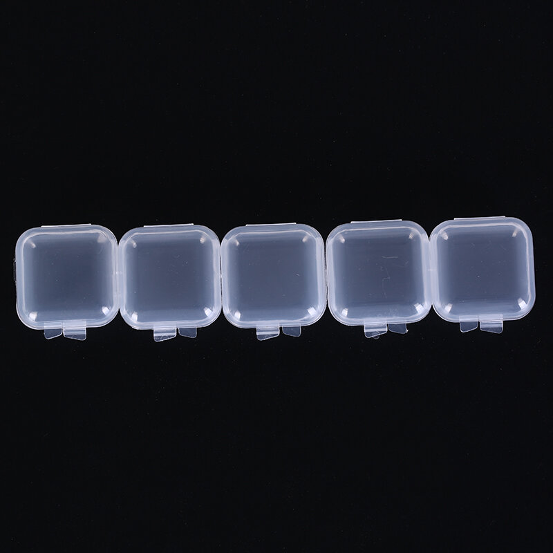 5 pçs vazio plástico claro mini vazio quadrado pequenas caixas de jóias plugues de ouvido recipiente arte do prego decoração colorida caixa de armazenamento de diamante