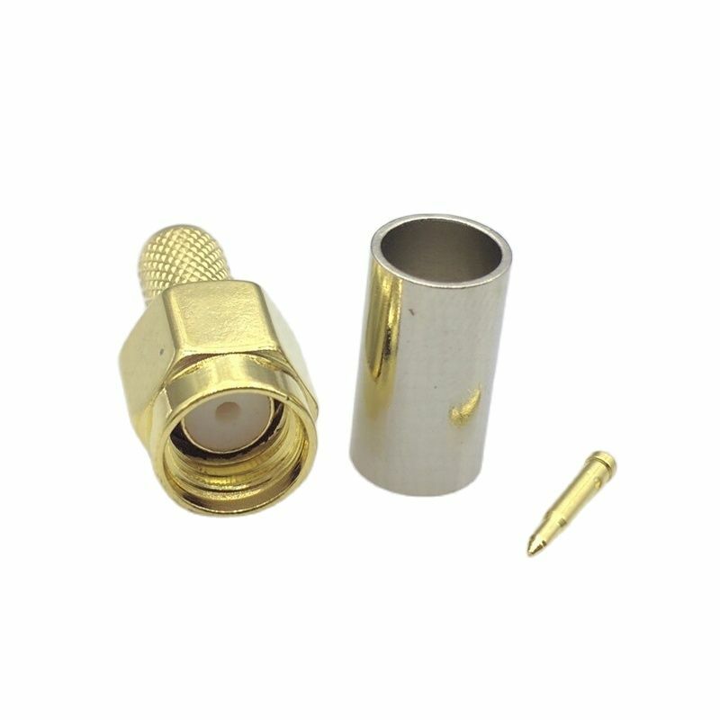 SMA Connector Male Plug For RG58 LMR195 RG-400 RG-142 50-3 Coaxial Cable RF SMA Crimp Connector 10pcs/lot