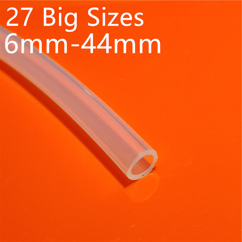 Tubo de silicona transparente de grado alimenticio, manguera de goma de Gas y agua, venta A pérdida, 1 metro, 27 tamaños, 6mm A 44mm