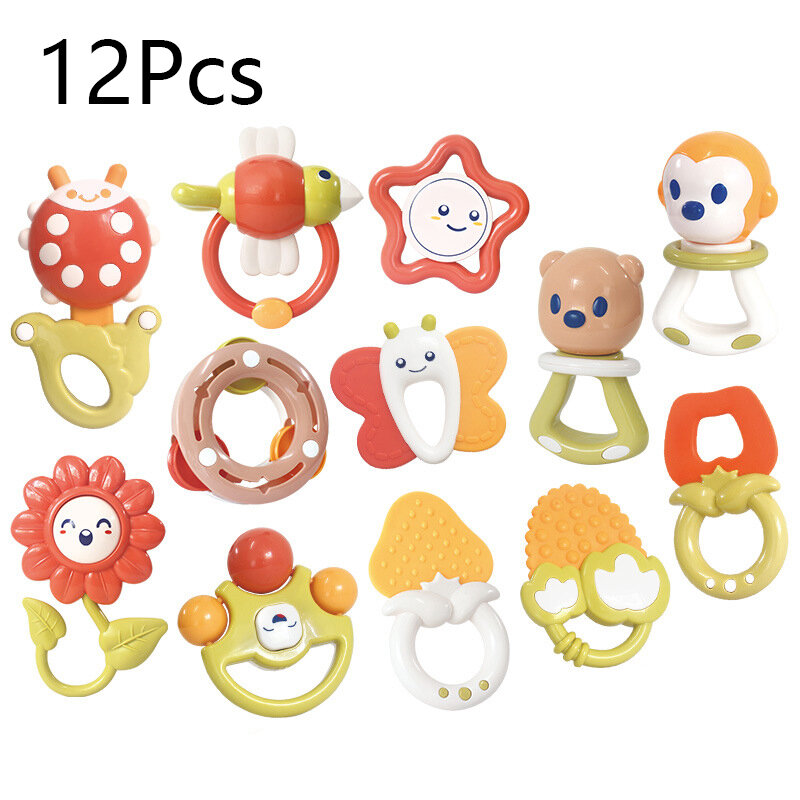 6-13pcs Infant Baby Toys Rattles Newborn Baby Hand Bell Developmental ABS Baby Toys 0-12 Months