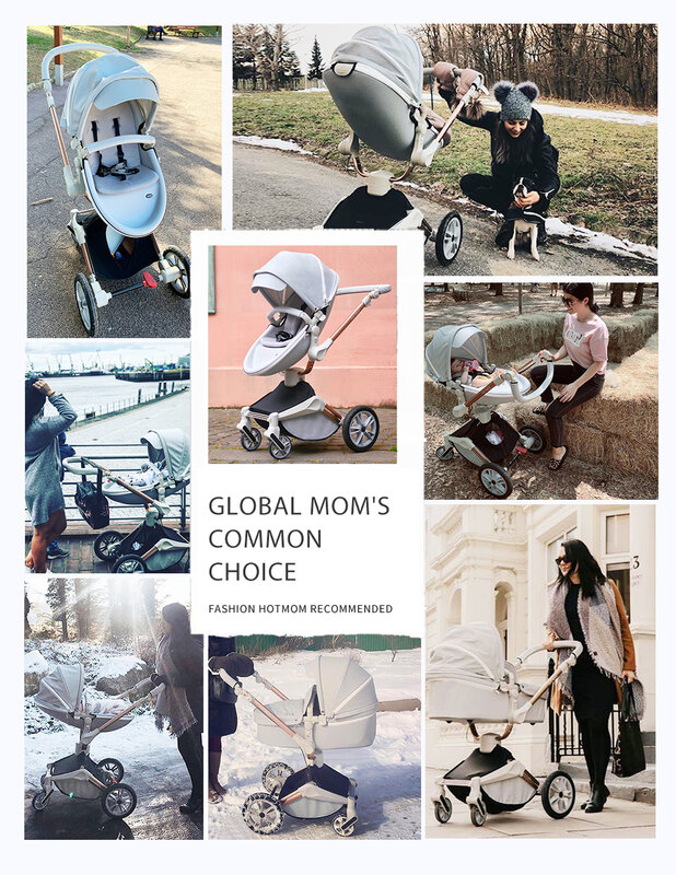Hot Mom Baby Stroller 3 in 1 travel system with bassinet and car seat 360° Rotation Function,Luxury Pram F023