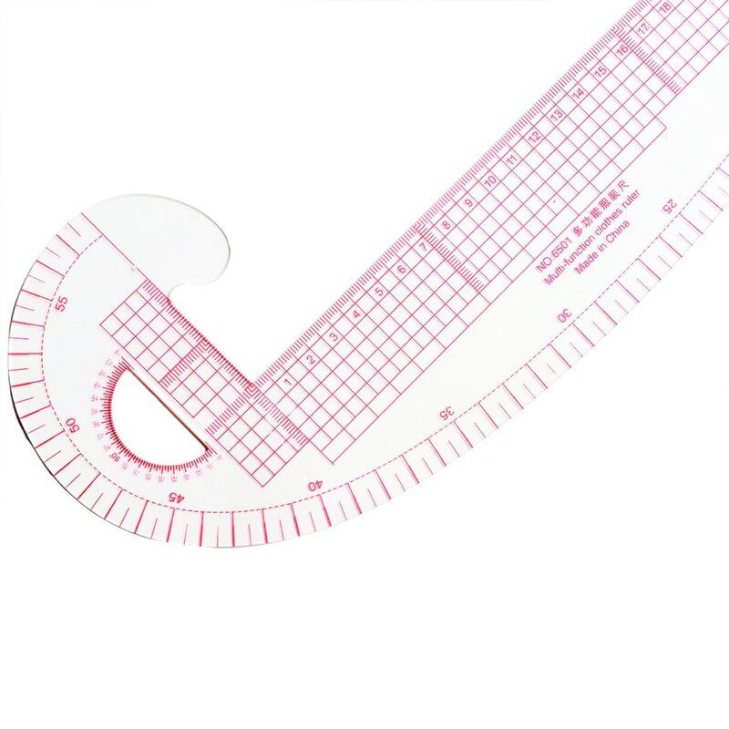 Multifunções 6501 plástico francês curva costura régua medida alfaiate régua que faz a roupa 360 graus dobrar ferramentas régua