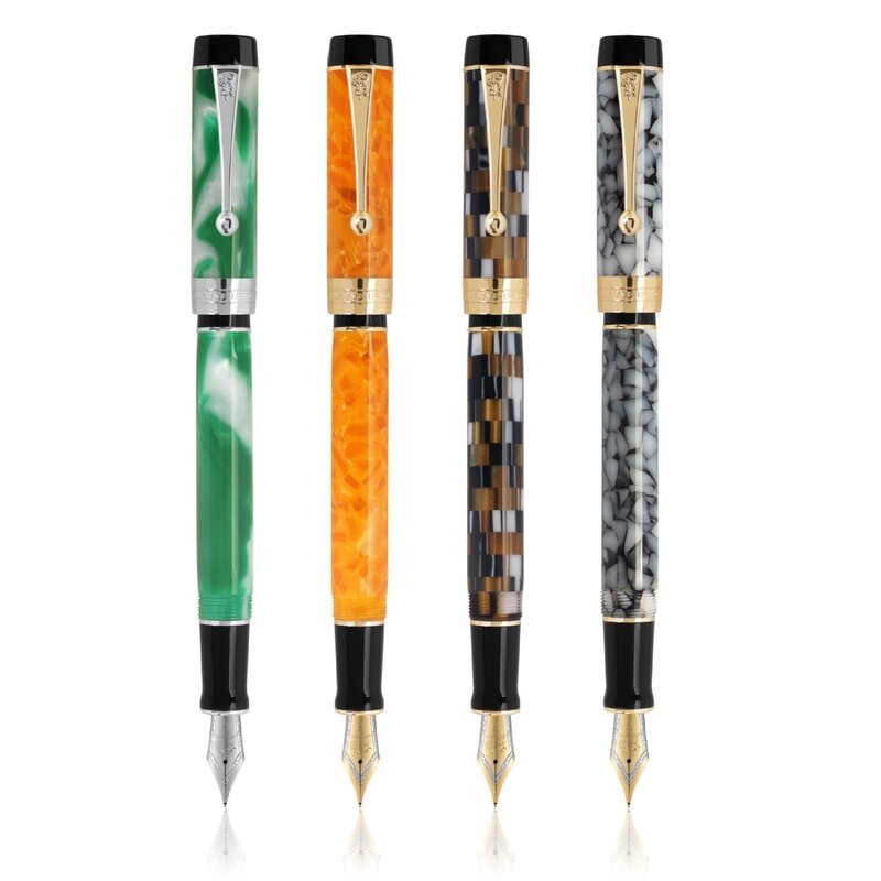 Перьевая ручка Jinhao Century 100, многоцветная акриловая ручка с тонким наконечником и золотой отделкой, деловая подпись в офисе, школьная Ручка, A6999
