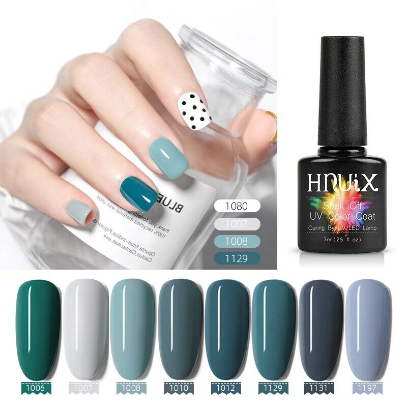 HNUIX-Verhéritage à ongles en gel UV, couche de finition, bleu foncé, série 256, couleurs chaudes à tremper, vernis à ongles UV LED, 7ml