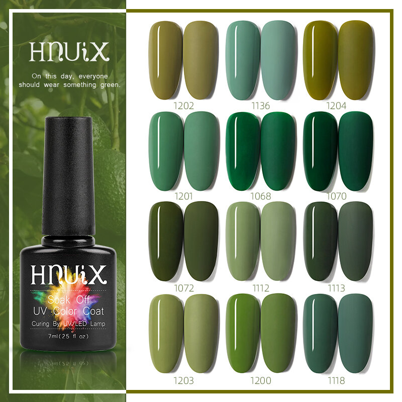 7ml HNUIXTop Coat UV lakier do paznokci matowy kolor żelowy lakier do paznokci rozpuszczalny zielony seria lakier do paznokci półtrwały żel do Manicure