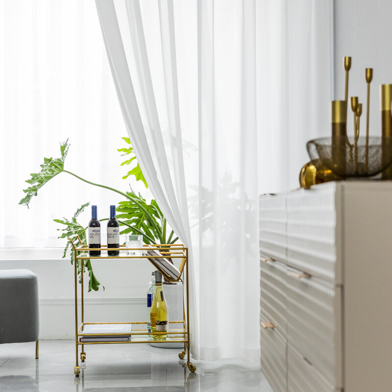 Rideaux en tulle blanc pour salon, décoration moderne en mousseline de soie, rideaux de cuisine transparents de type solide