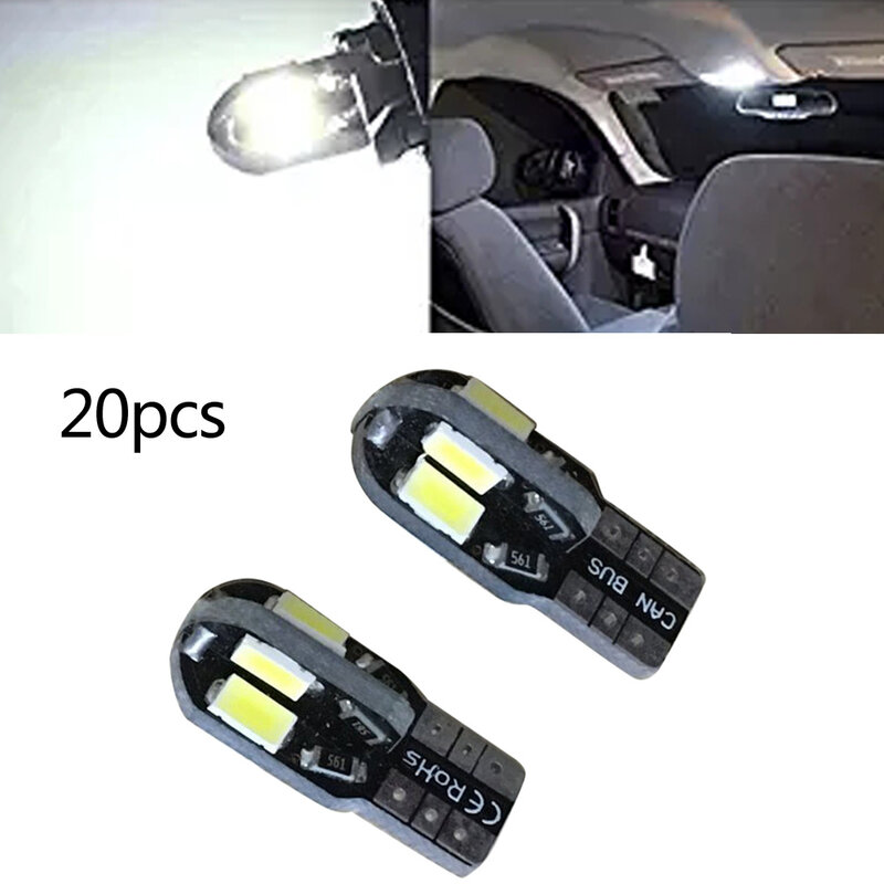 Ampoule LED blanche pour intérieur de voiture, lampe de signalisation latérale, Wedge Auto, T10, 5730, SMD, 8, 194, 168, W5W, DC, 12V, 10 pièces