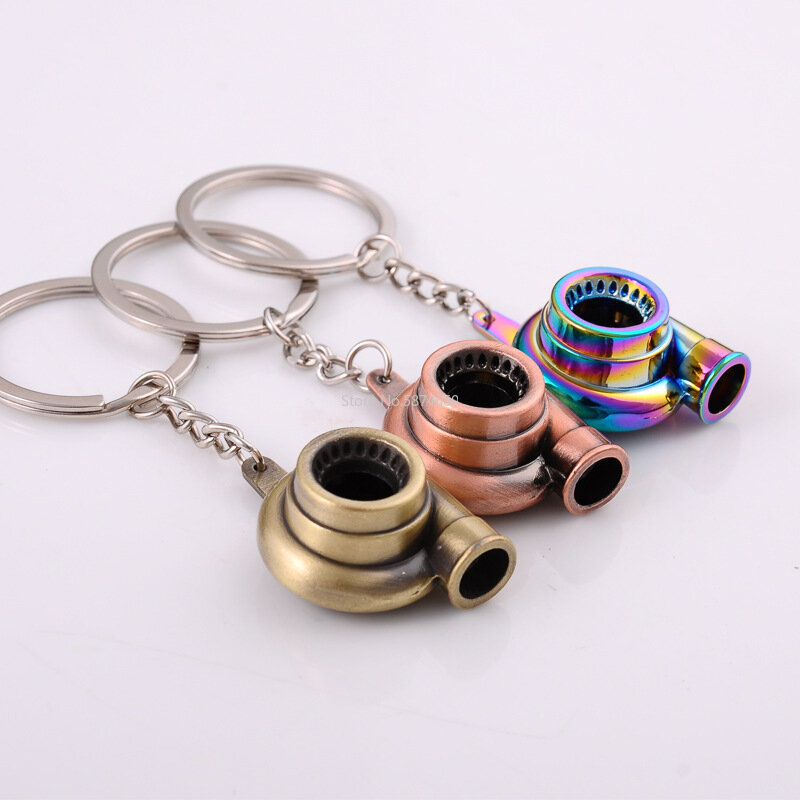 Mini Turbo Turbocharger Keychain ปั่น Turbine Key Chain Keyring Keyfob พวงกุญแจรถอุปกรณ์ตกแต่งภายในรถยนต์