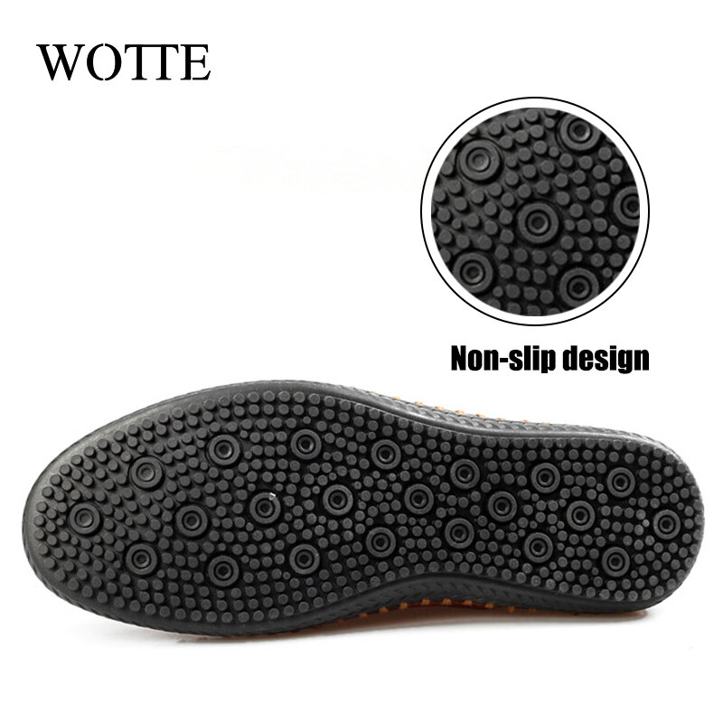 Wotte-男性用の通気性と快適性のあるソフトレザーモカシン,運転靴,大型サイズ38-45