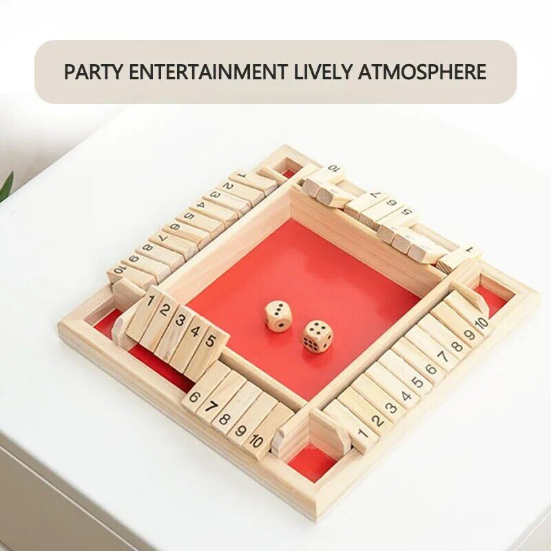 Gioco da tavolo Puzzle digitale a 4 giocatori chiudi la scatola gioco Set numero giochi per bere gioco di dadi da tavolo tradizionale in legno per Pub