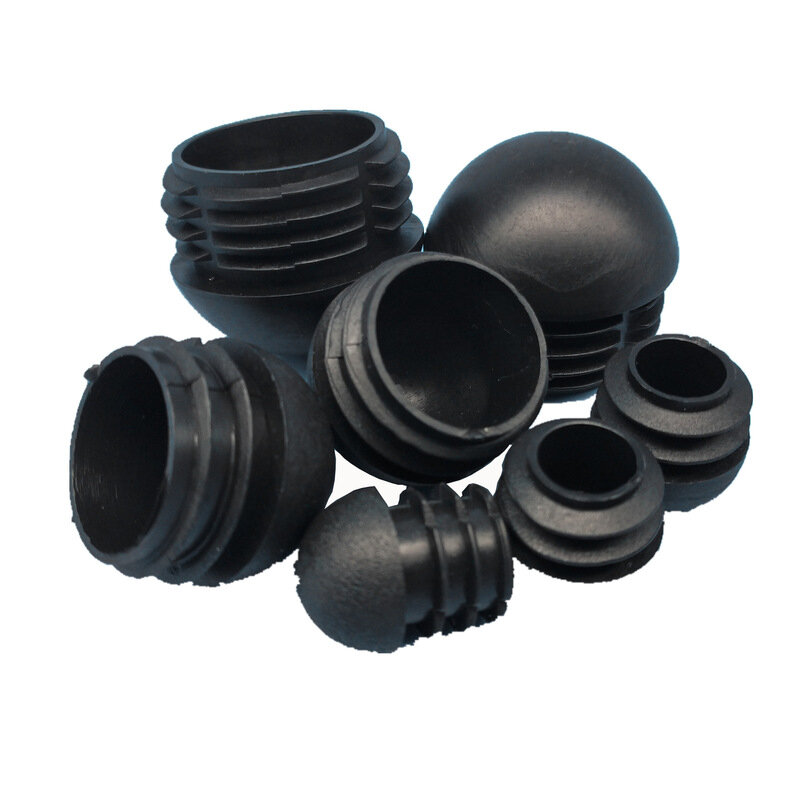 Tubulação de aço redonda Rubber Plug, cabeça esférica, plástico End, acessórios para móveis, cadeira pé tampa, 16-35mm