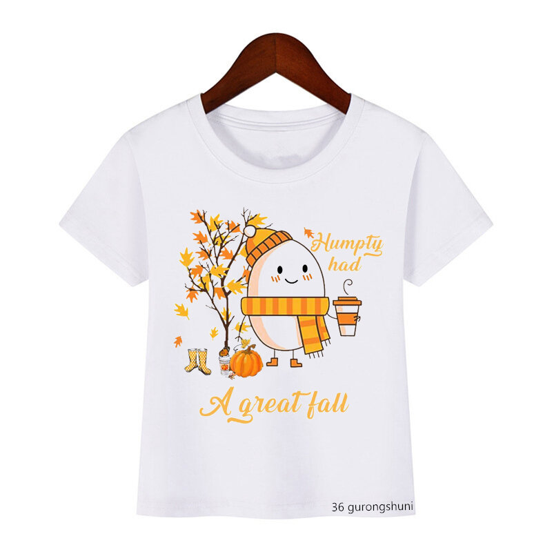 Kawaii Веселая Осенняя футболка с аниме принтом, милая детская одежда, летняя футболка для мальчиков и девочек в стиле Харадзюку, модная повседневная детская одежда