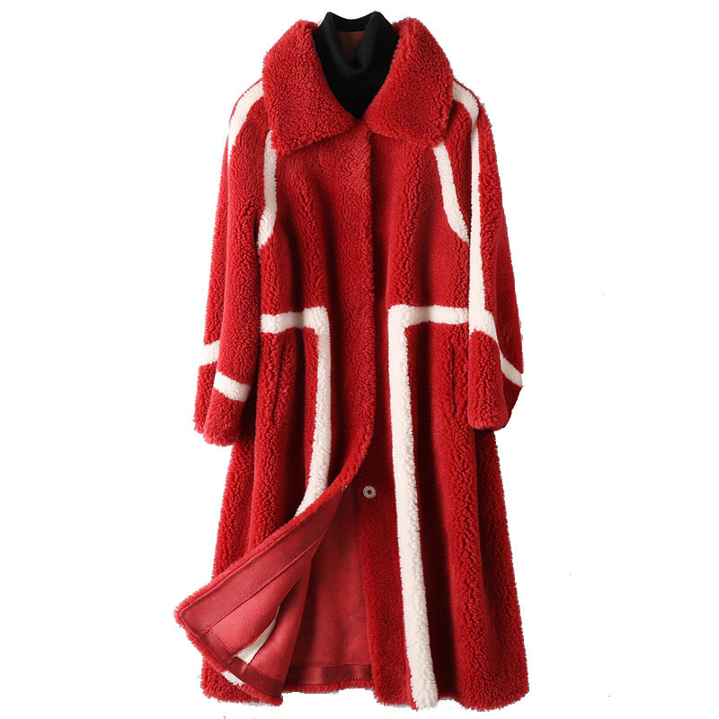 Abrigo de lana auténtica para mujer, gabardina de piel auténtica, abrigos VF7072