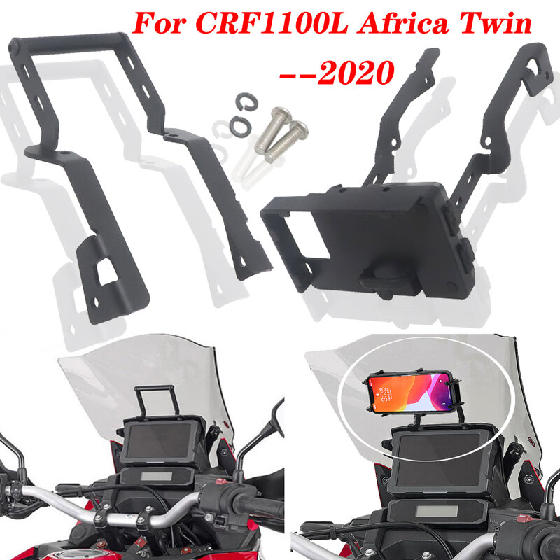 Motocicleta frente suporte do telefone suporte do telefone smartphone gps navigaton placa suporte para honda crf1100l áfrica twin crf 1100 l 2020