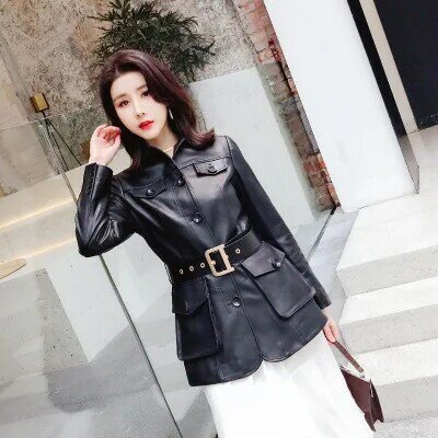 Tao Ting Li Na Women Spring Genuine Real Sheep Leather Jacket R11