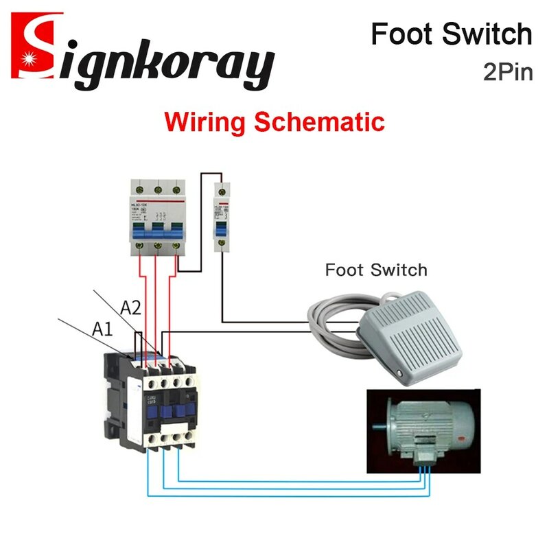 SignkoRay interruptor de pie de Control momentáneo, Pedal de energía eléctrica para máquina de marcado láser
