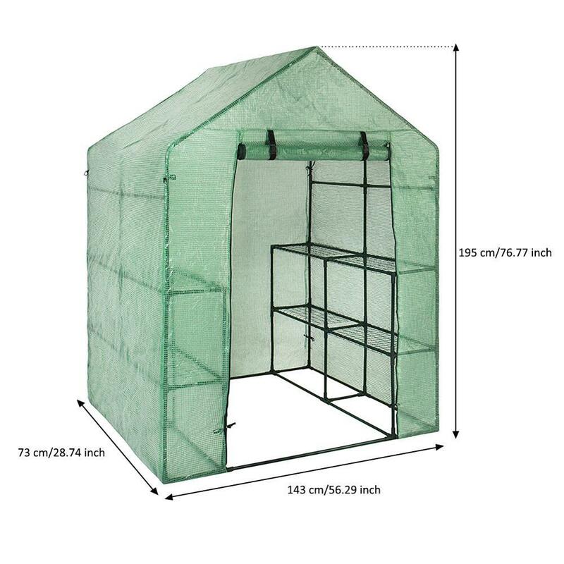 2 층 녹색 가정용 식물 온실 미니 정원 따뜻한 방 PVC 정원 따뜻한 방 143x73x195cm