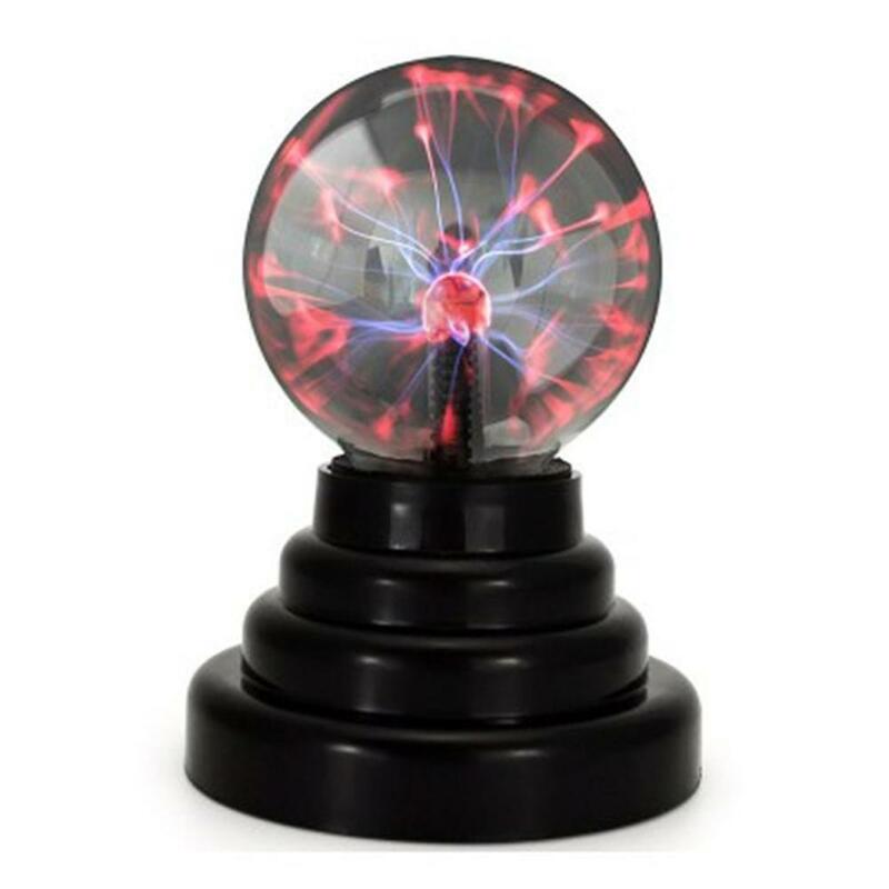 Venda quente 8*14cm usb magia preto base de vidro bola plasma esfera lightning party lâmpada luz com cabo usb