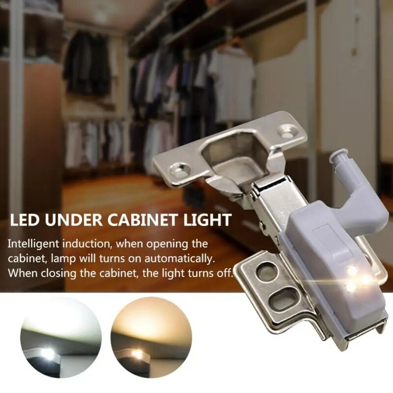 Led sob a luz do armário universal guarda-roupa sensor de luz led interior dobradiça lâmpada para armário cozinha (bateria não incluída)