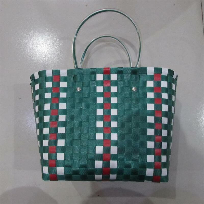 Bolsa de ombro com painéis de estrela feminina verão pvc tecido cesta bolsas femininas alça superior bolsa de praia 2020
