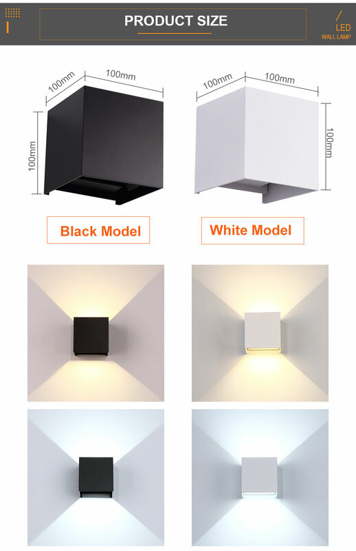 LED Wall Lamp IP65 Waterproof Indoor & Outdoor Aluminum Wall Light Surface Mounted Cube LED Garden Porch Light