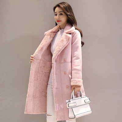 Abrigo de piel de conejo de alta calidad para mujer, abrigo largo de piel de terciopelo, abrigo de peluche de piel de visón grueso y cálido, moda de invierno