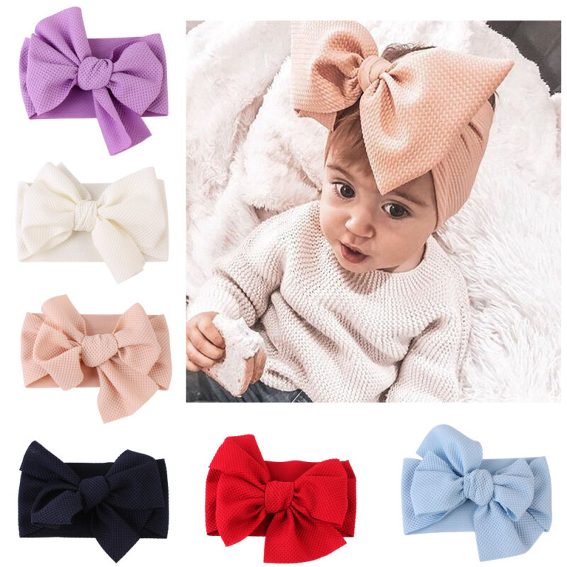 12 Colors Baby Headband Elastic Candy Solid Color Head Wrap Newborn Head bands Bowknot Bows kids Baby Girl Hair accessories