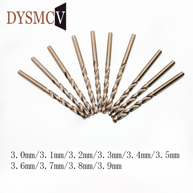 5pcs 3.0 3.1 3.2 3.3 3.4 3.5 3.6 3.7 3.8 3.9 mm HSS-CO M35 Cobalt Steel Straight Shank Twist Drill Bits For Stainless Steel