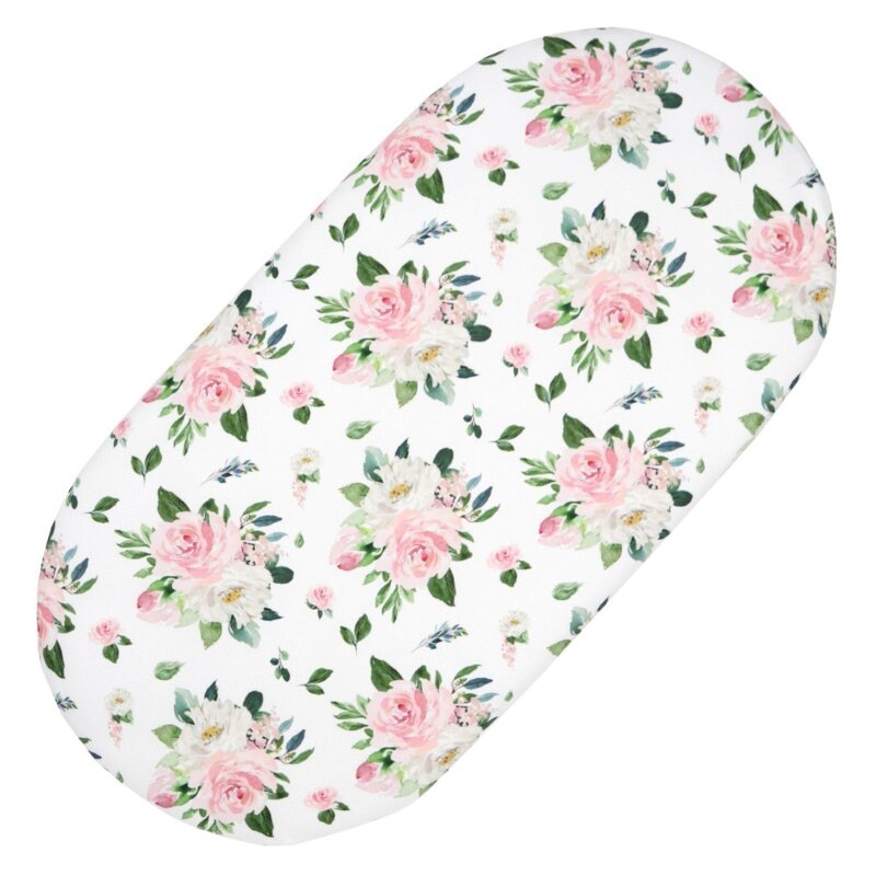 2024 New  2Pcs Stretchy Baby Fitted Bassinet Sheets Cradle Moses Basket Oval Rectangle Pad Sheet Mattress Cover Crib Bed