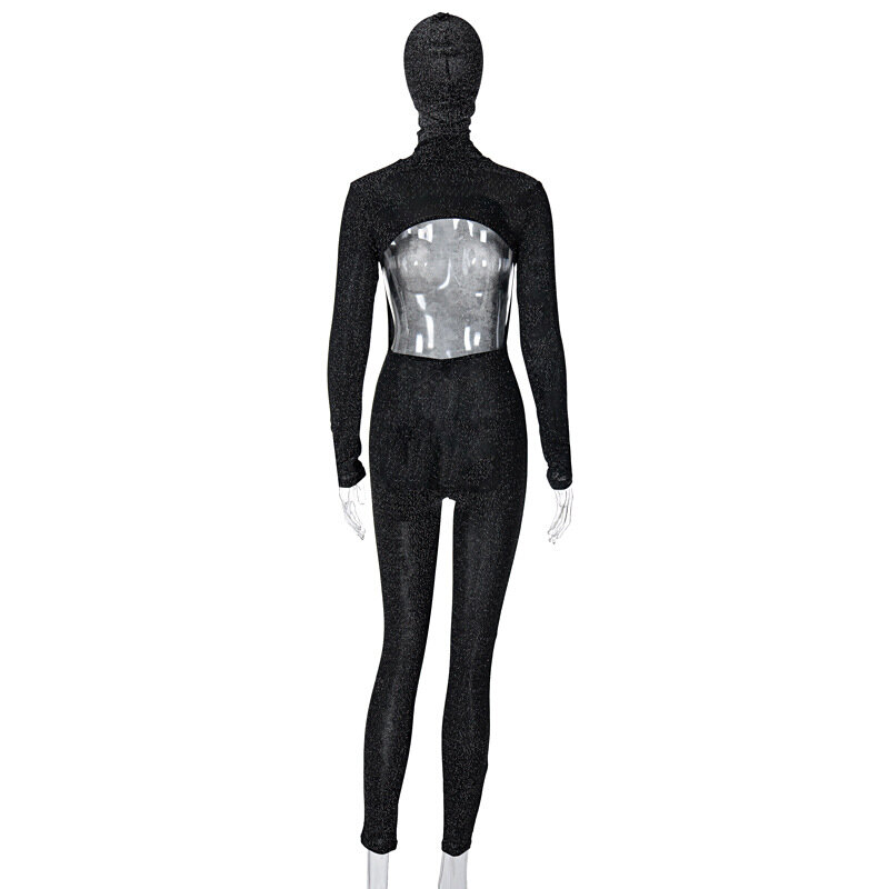 BKLD-Macacão feminino com chapelaria de manga comprida de gola alta, roupas de clubwear, moda inverno, novo, 2020
