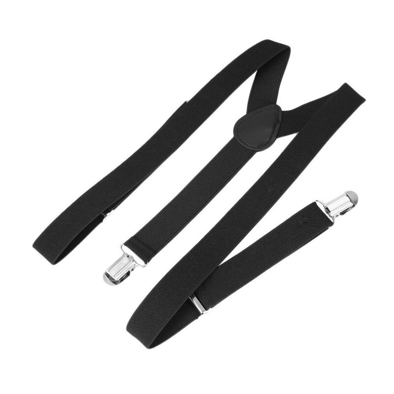 ปรับ Unisex แบบปรับได้ผู้ชายผู้หญิงวงเล็บกางเกงสายรัดเต็ม Elastic Y-Back Suspender เข็มขัด